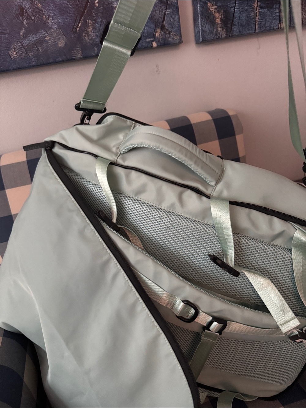 NWOT Sage Green Travel Backpack with Multiple Compartments - Picture 8 of 8